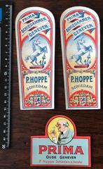 Oude Reclame Etiketten P.Hoppe Schiedam Genever, Ophalen of Verzenden, Zo goed als nieuw, Overige typen