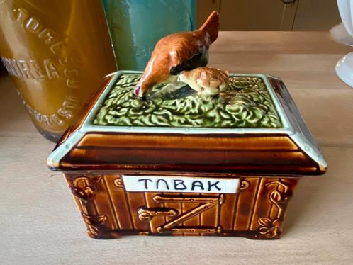 Bijzondere oude vintage tabak pot schaal met deksel, Antiek en Kunst, Antiek | Keramiek en Aardewerk, Ophalen of Verzenden