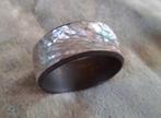 Parelmoer Messing  Armband 3 cm hoog jaren 80, Ophalen of Verzenden, Gebruikt, Overige materialen