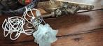 Grote Antieke messing lamp met glazen kap wandlamp, Ophalen of Verzenden
