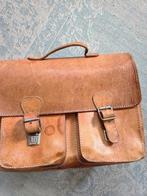Mooie leren tas met binnenin 2 grote ritsvakken en schouder, Ophalen of Verzenden, Gebruikt, Bruin, Schoudertas