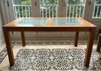 Gratis - Houten tafel met glas, Huis en Inrichting, Ophalen, 100 tot 150 cm, Rechthoekig, Glas