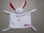 Bonbébé wit zacht pluche knuffeldoek met 4 knoopjes + konijn, Kinderen en Baby's, Speelgoed | Knuffels en Pluche, Ophalen of Verzenden
