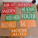 Vintage kaarten,18 mededelingen voor auto,zeldzaam,tekstbord, Ophalen of Verzenden
