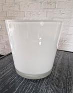 Witte glazen vaas / bloempot, Ophalen, Overige materialen, Rond, Binnen