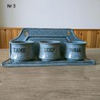 EMAILLE GRIJSGEWOLKT ZAND ZEEP EN SODA MET REKJE., Antiek en Kunst, Ophalen of Verzenden