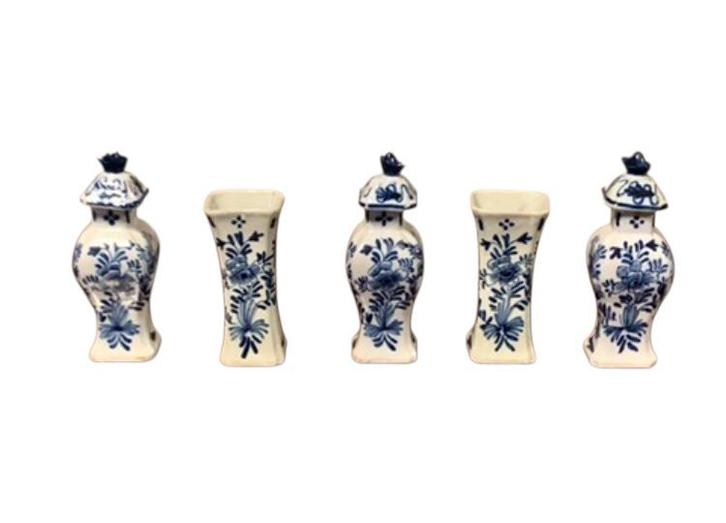 Antiek Miniatuur Vijf Delig Kaststel | Delfts Aardewerk, Antiek en Kunst, Antiek | Keramiek en Aardewerk, Ophalen of Verzenden