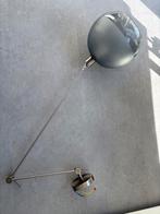 Plafondlamp met knikarm in chroom, met grijze glazen kap, Ophalen, Zo goed als nieuw