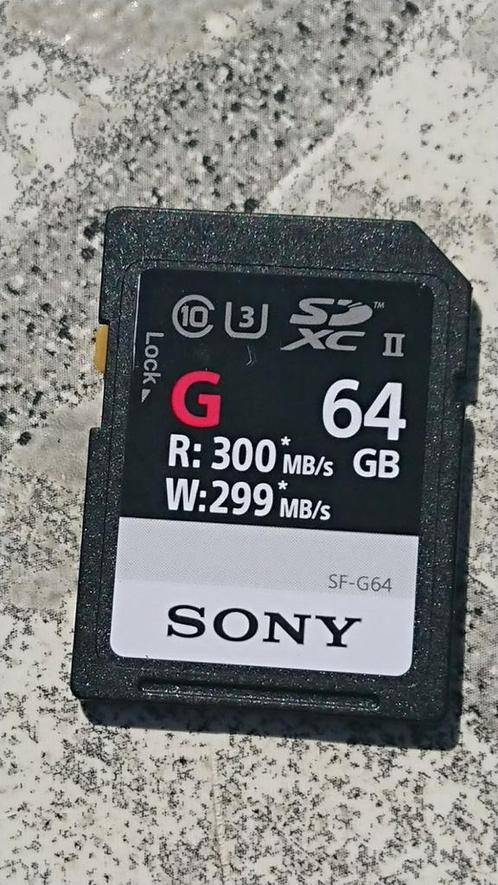 Sony SF-G64 300MB/s SDXC II 64GB, Audio, Tv en Foto, Fotografie | Geheugenkaarten, Zo goed als nieuw, SDXC, 128 GB, Fotocamera