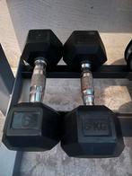 2x 6kg Hexagonale Dumbbells - Verschillende Merken, Sport en Fitness, Fitnessmaterialen, Ophalen, Gebruikt, Armen, Dumbbell