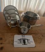 Mepra Attiva pannenset 4 pannen, Huis en Inrichting, Keuken | Potten en Pannen, Ophalen of Verzenden, Gebruikt, Rvs, Pannenset