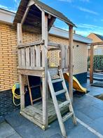 Houten speelhuisje incl glijbaan, Kinderen en Baby's, Speelgoed | Buiten | Speelhuisjes, Ophalen of Verzenden, Zo goed als nieuw
