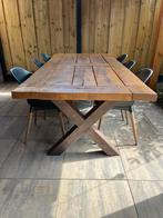 Tuintafel stalen poten, Tuin en Terras, Tuintafels, Ophalen of Verzenden, Zo goed als nieuw, Rechthoekig, Hout