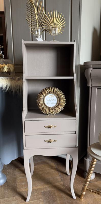 Vintage telefoonkastje klein brocante kastje smal taupe VdlM, Huis en Inrichting, Kasten | Ladekasten, Zo goed als nieuw, 100 tot 150 cm