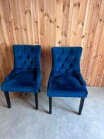 Blauwe fluweel stof eetkamer stoelen, Huis en Inrichting, Stoelen, Gebruikt, Twee, Blauw, Ophalen of Verzenden