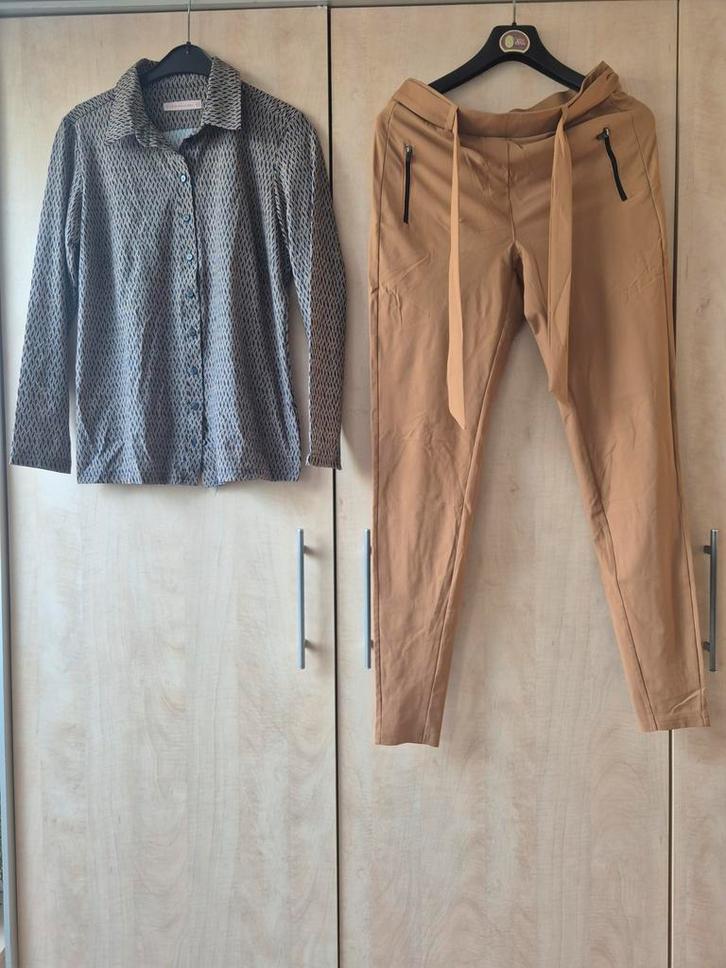 Studio Anneloes Set M - Beige/Blauw travelstof, Kleding | Dames, Dames-kledingpakketten, Gedragen, Maat 38/40 (M), Ophalen of Verzenden