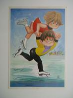 Ansichtkaart Kunstschaatsen kinderen, Will Berg, Verzamelen, Ansichtkaarten | Themakaarten, Ophalen of Verzenden, 1960 tot 1980