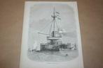 Antieke gravure - Pantserschip Thunderer - Circa 1875 !!, Nederland, Ophalen of Verzenden