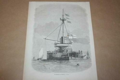 Antieke gravure - Pantserschip Thunderer - Circa 1875 !!, Verzamelen, Militaria | Algemeen, Nederland, Ophalen of Verzenden