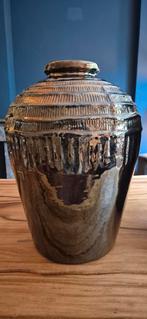 2x Bruine Stenen Vasen Potten - 47cm, Huis en Inrichting, Woonaccessoires | Vazen, Ophalen, Steen, Gebruikt, Overige kleuren