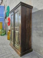 Antiek Teak Houten Dichte Kast | Vintage Dressoir Wandmeubel, Antiek en Kunst, Ophalen of Verzenden