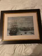 Aquarel Schepen - GHB Signatuur, Antiek en Kunst, Ophalen