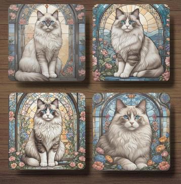 Ragdoll Glas in Lood onderzetters met houder beschikbaar voor biedingen