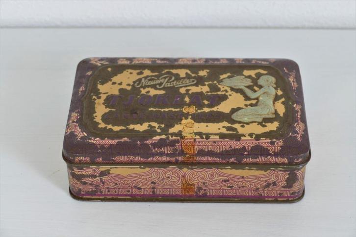 Blik / trommel, Tjoklat camee pastilles, vintage, Verzamelen, Blikken, Gebruikt, Koek(jes), Overige merken, Ophalen of Verzenden