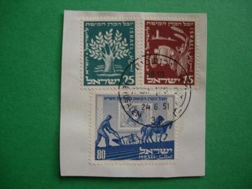 Israël 1951 50jr. Joods Nat. fonds gestempeld (3 zegels) beschikbaar voor biedingen