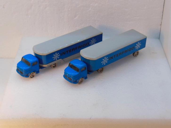 LEGO - 2 x MB INTERFRIGO - 1:87 -  Blauw, Hobby en Vrije tijd, Modelauto's | 1:87, Gebruikt, Bus of Vrachtwagen, Overige merken