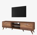 Retro TV Meubel - 180cm - Donkerbruin Walnoot, Huis en Inrichting, Kasten | Televisiemeubels, 150 tot 200 cm, Nieuw, Ophalen of Verzenden