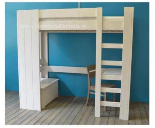 Massief houten hoogslaper met buro en bankje, Kinderen en Baby's, Kinderkamer | Bedden, Nieuw, 180 cm of meer, 85 tot 100 cm, Ophalen of Verzenden