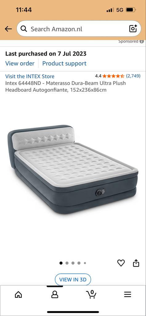 Intex Queen Luchtbed met Hoofdeinde, Huis en Inrichting, Slaapkamer | Bedden, Zo goed als nieuw, Tweepersoons, Overige maten, Overige materialen