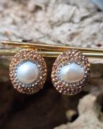 Vergulde edelsteen oorstekers, Sieraden, Tassen en Uiterlijk, Oorbellen, Met edelsteen, Nieuw, Ophalen of Verzenden, Knopjes of Stekers