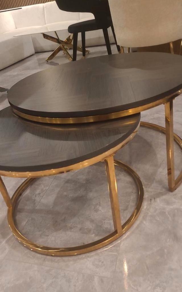 Set van 2 ovale salontafels, Huis en Inrichting, Tafels | Bijzettafels, Zo goed als nieuw, Ovaal, Minder dan 45 cm, 55 tot 75 cm