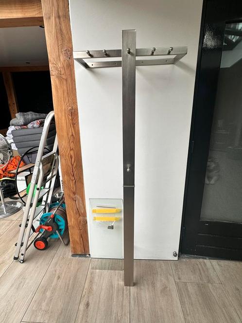 RVS met glas kapstok zeer mooi!, Huis en Inrichting, Woonaccessoires | Kapstokken, Zo goed als nieuw, Staande kapstok, 150 tot 200 cm
