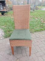 4 Riet Loom Stoelen met Mosgroene Kussens - Netjes!, Huis en Inrichting, Stoelen, Ophalen, Bruin, Vier