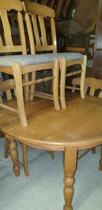 Blank eiken eetkamer stoelen met tafel, Huis en Inrichting, Ophalen, Zo goed als nieuw, Bruin, Stof