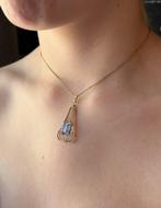 Topaas Art Deco 14 karaats gouden ketting hanger antiek, Ophalen of Verzenden, Goud, Hanger, Met edelsteen