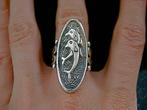 Zilveren 925 zilver lange ring met 2 dolfijnen 17.25 of 17.5, Sieraden, Tassen en Uiterlijk, Ringen, Verzenden, Nieuw, 17 tot 18