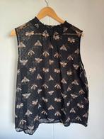 Zwarte blouse met bijenprint - Norah maat 46, Zwart, Maat 46/48 (XL) of groter, Ophalen of Verzenden, Zo goed als nieuw