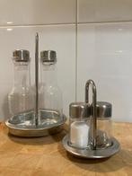 RVS en glazen olie/azijn stel en peper/zout stel, Ophalen, Nieuw