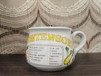 Vintage witte soepkom met recept Erwtensoep, Keramiek, Onbekend, Ophalen of Verzenden, Zo goed als nieuw