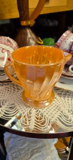 Vintage Oranje Glazen Suikerpot, Ophalen of Verzenden