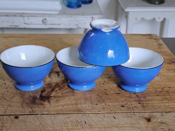 4 kleine blauwe spoelkommetjes van Société Céramique kom bol beschikbaar voor biedingen