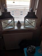 2 x witte Sier lantaarn met metalen kap, Ophalen