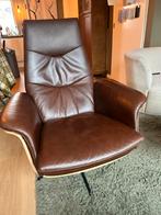 Retro Look echt lederen stoel met hocker, Ophalen, Gebruikt, Retro, 50 tot 75 cm