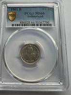 Zwitserland. 1/2 Franc 1961-B. PCGS MS66, Ophalen of Verzenden, Overige landen