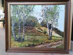 Schilderij berken op de hei bij Wolfheze, Gebruikt, Ophalen of Verzenden, Schilderij, Minder dan 50 cm