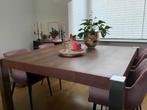 Stijlvolle robuuste Amerikaans Noten Vierkante eettafel, Huis en Inrichting, Tafels | Eettafels, Ophalen, Gebruikt, 100 tot 150 cm